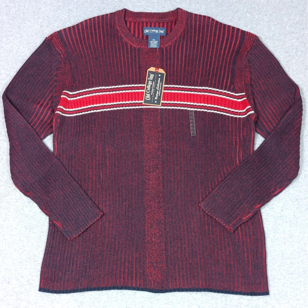 Old College Inn Mens Sweater 2XL Blue/Red Long Sleeve Vintage Style Pullover New